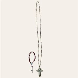 Cross bracelet and gold cross chain